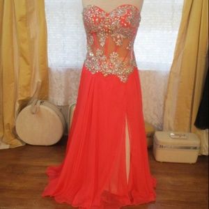 Faux 2 pc Illusion waist Royal Queen Dress Gown